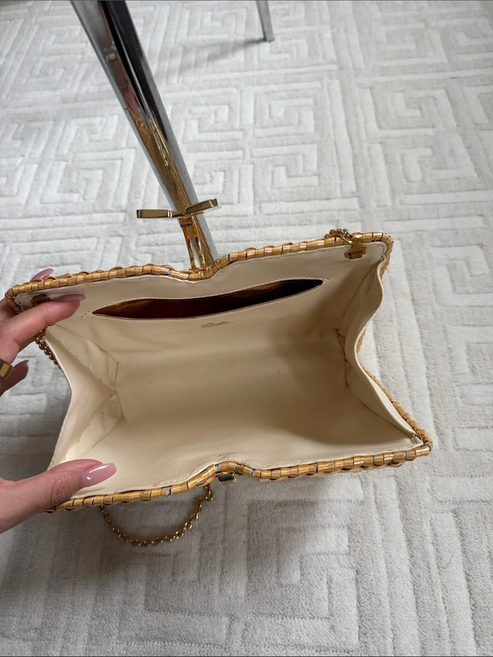 RODO Italian Woven Straw Crossbody bag OR clutch Bag - Natural Tan